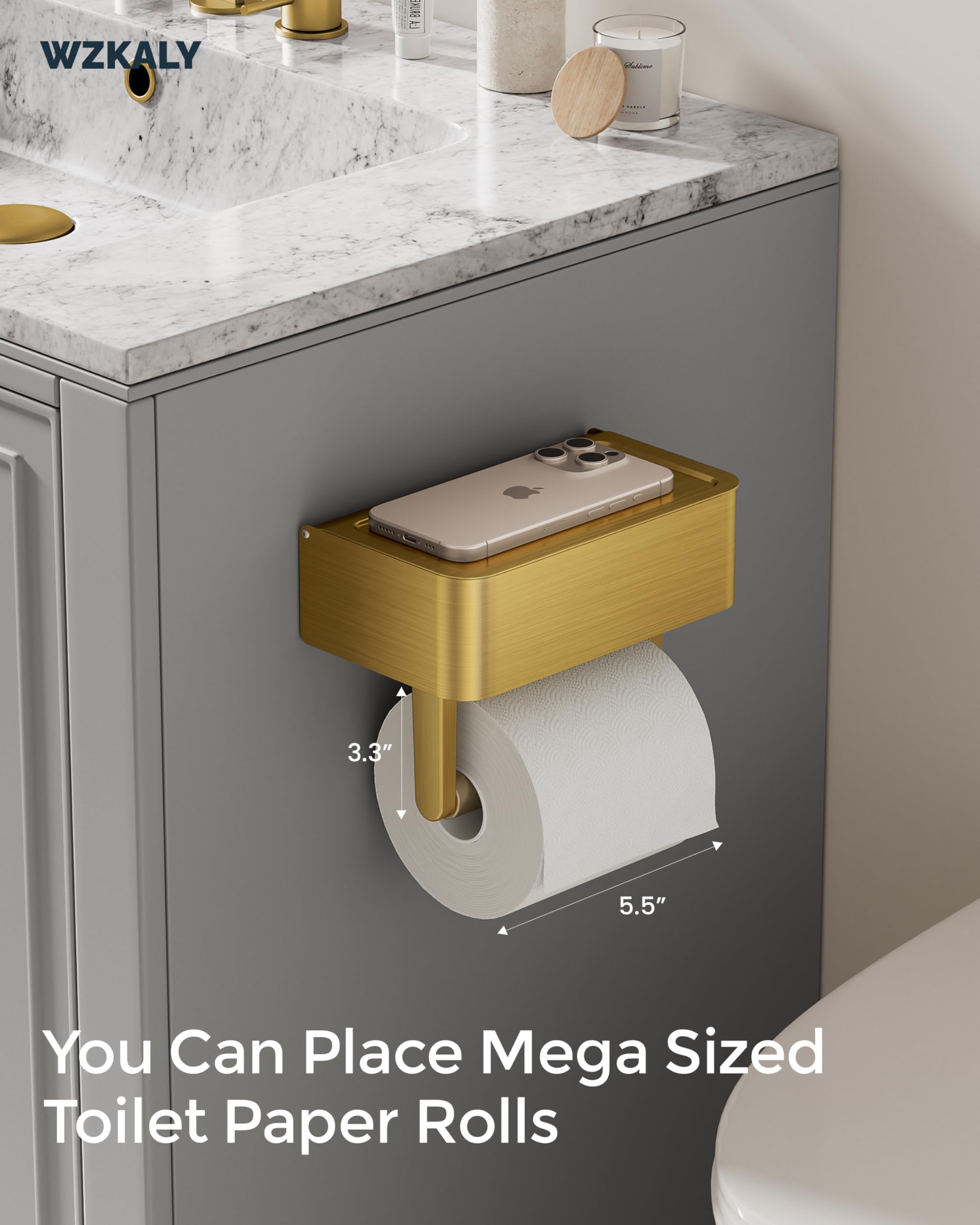 WZKALY wipes dispenser bathroom gold hides private essentials while staying within reach.