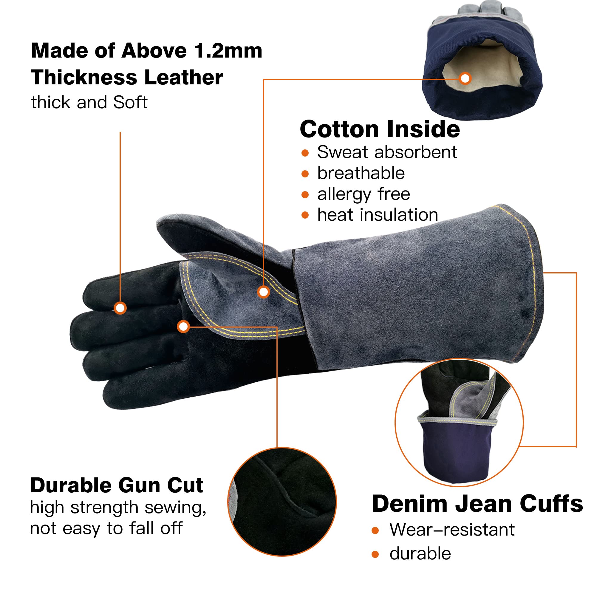 WZQH glove stitching detail highlights reinforced seams for wear resistance