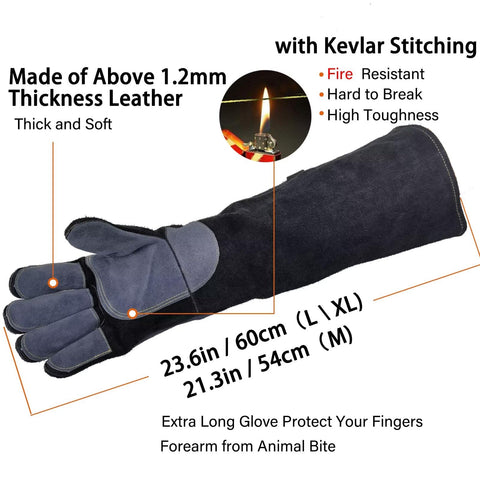 WZQH leather gloves forearm-length design provides extended protection during tasks.
