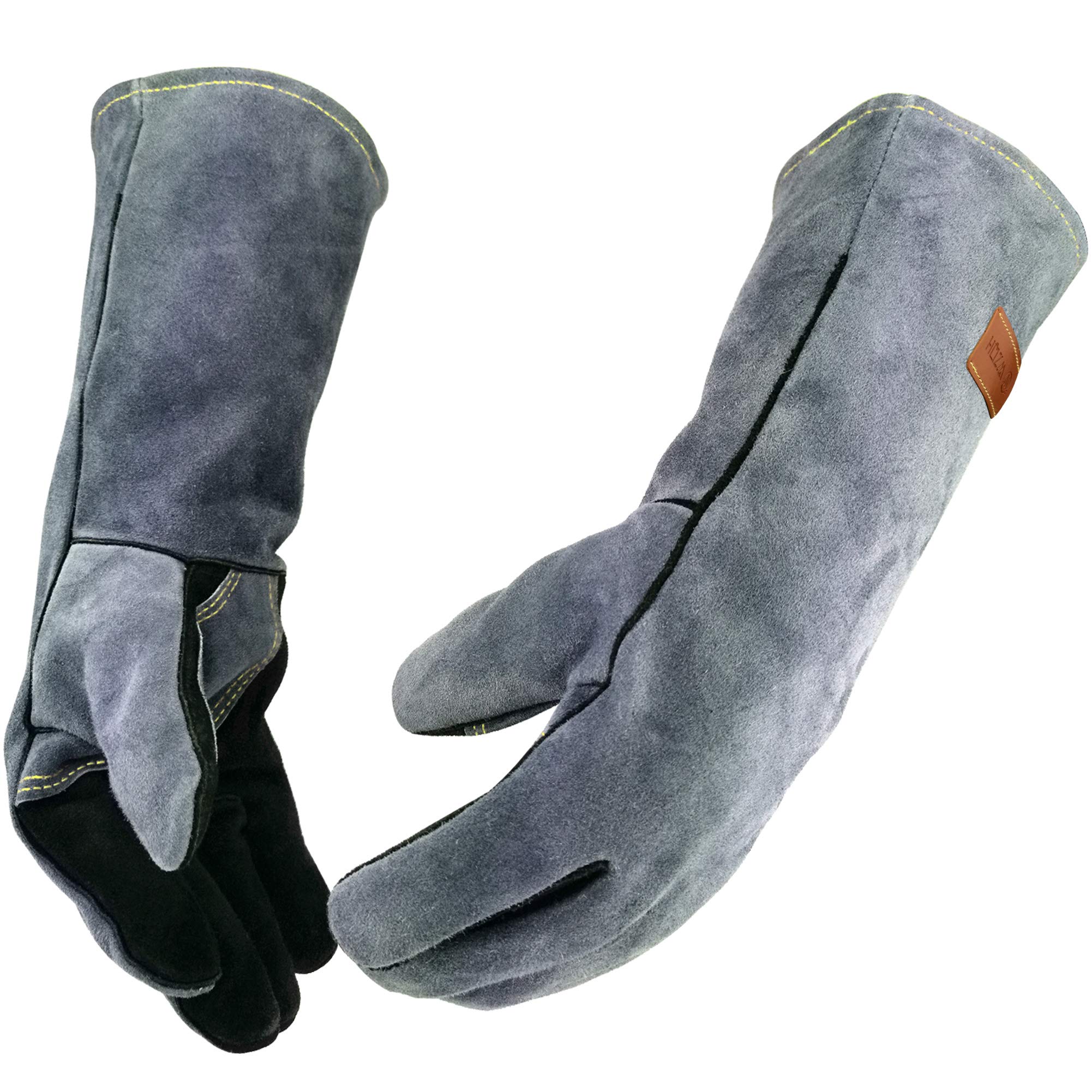 WZQH leather welding gloves with 16-inch length for enhanced heat protection