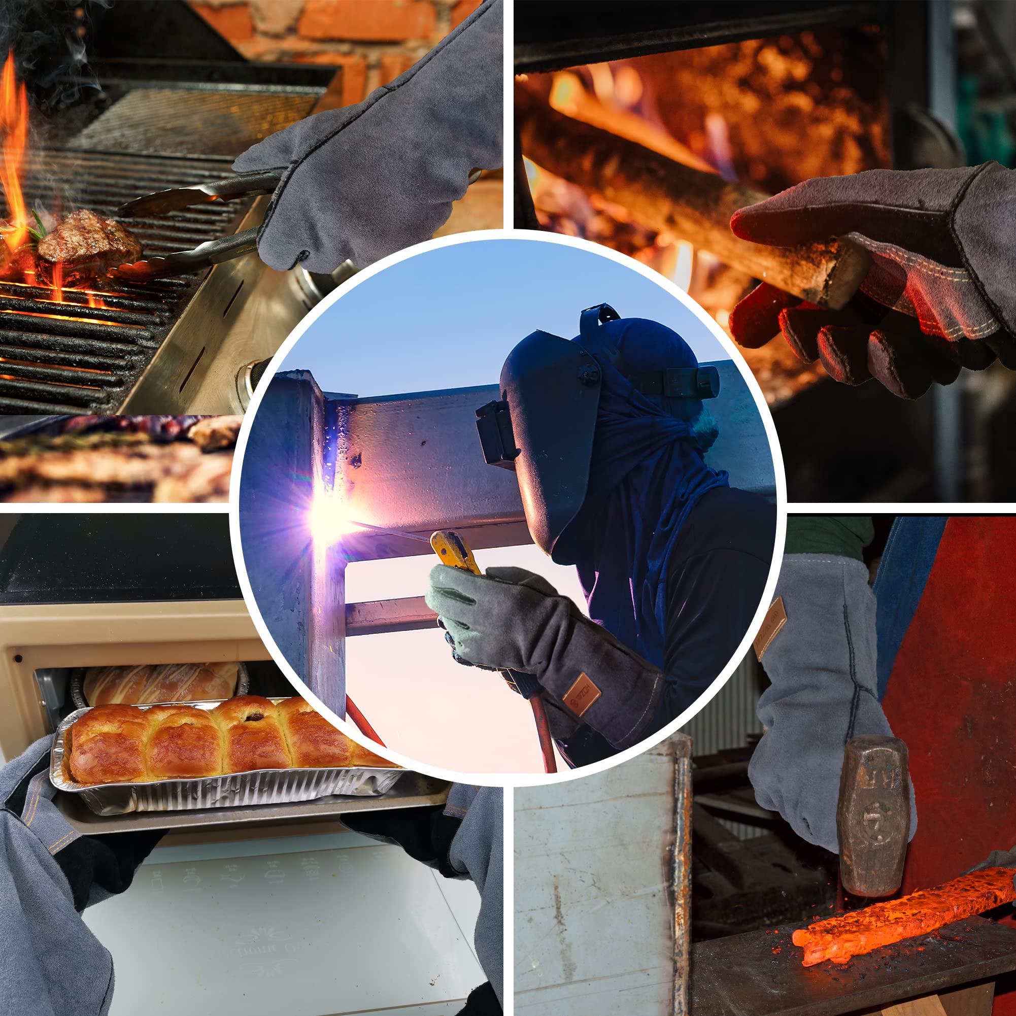 WZQH gloves shown grilling safely handling hot cookware and coals