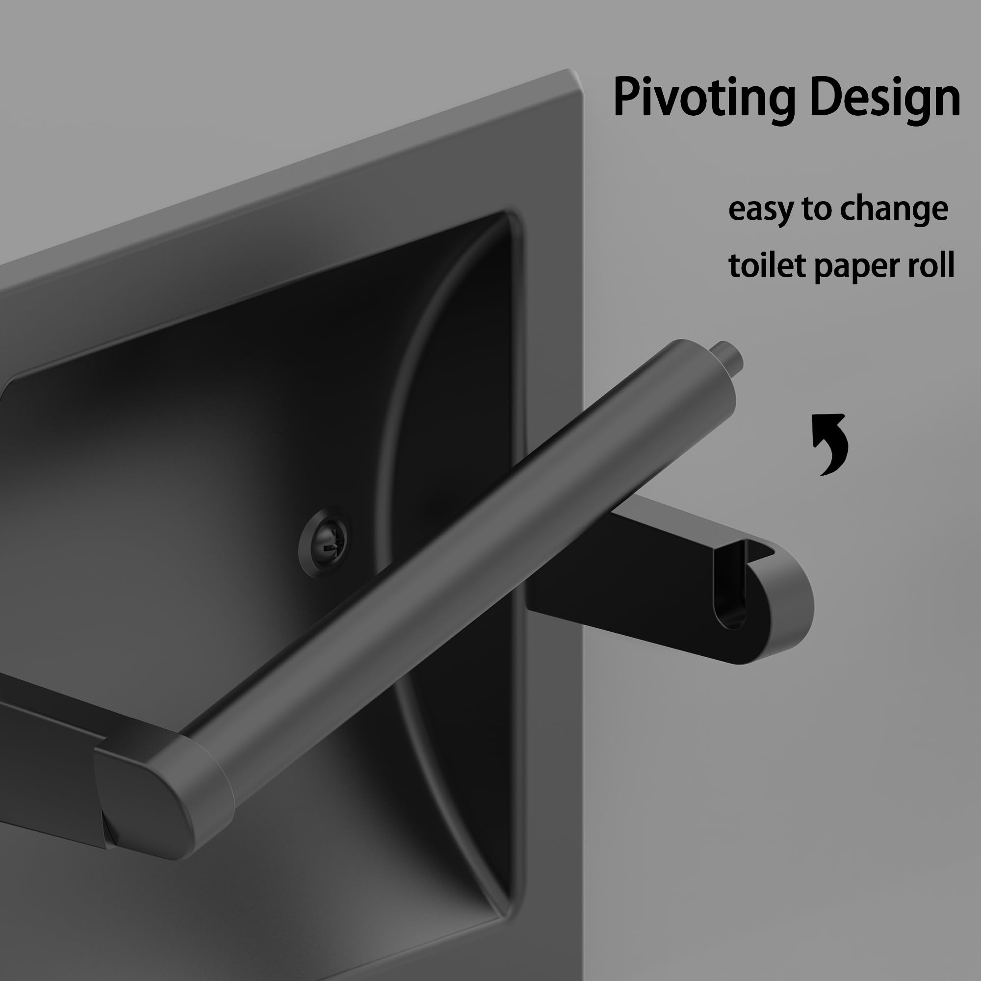 WZRUA matte black recessed holder side view highlighting slim profile that saves space