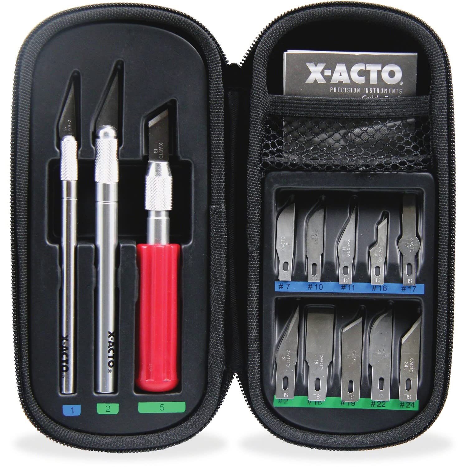 Packaging of the X-ACTO Compression Basic Knife Set shows compact storage and portability for on-the-go projects.