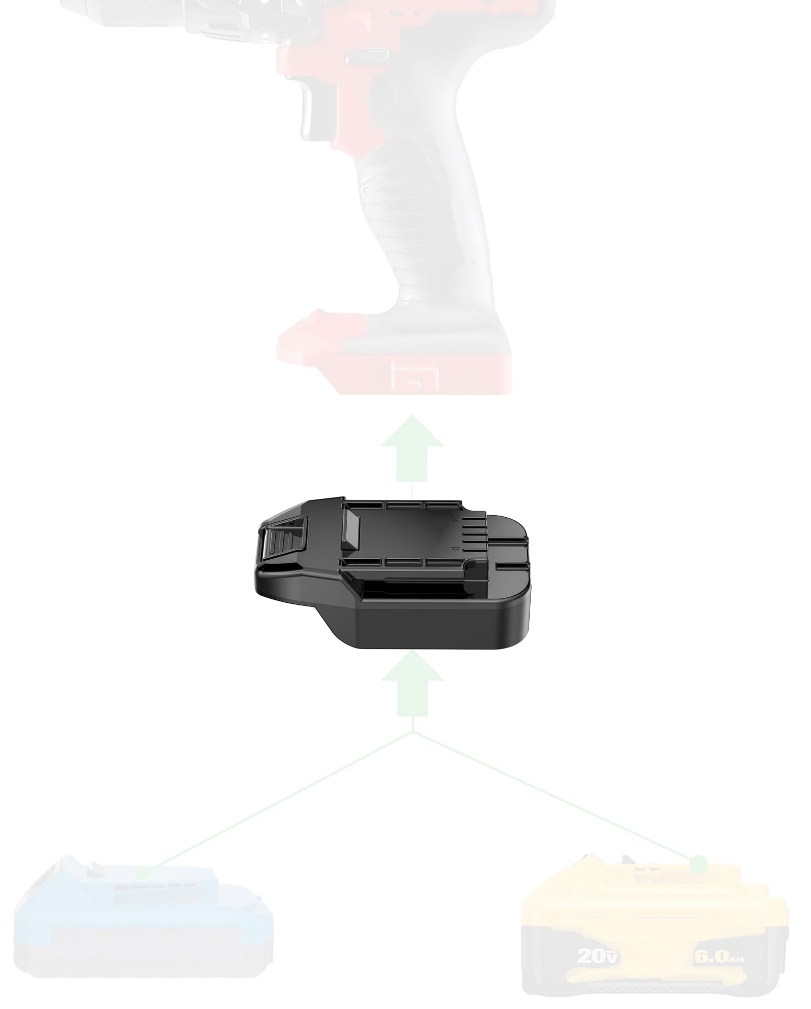 X-Adapter Bauer 20V tools adapter with dual-slot design for versatile battery use.