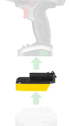 X-Adapter DeWalt 20V Max to Porter Cable 18V side view shows compact compatibility