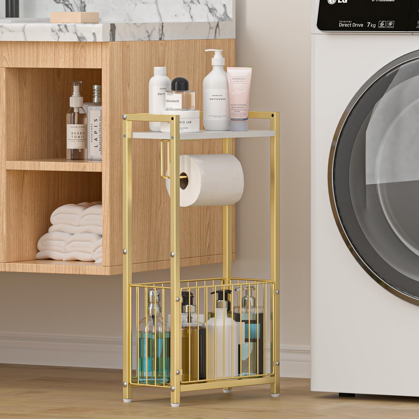 X-cosrack helps keep bathroom organized and accessible.