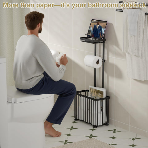 X-cosrack freestanding holder dimensions and placement in a bathroom