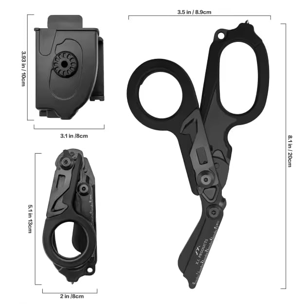 X.I. Products strap cutter feature enables quick access when needed.