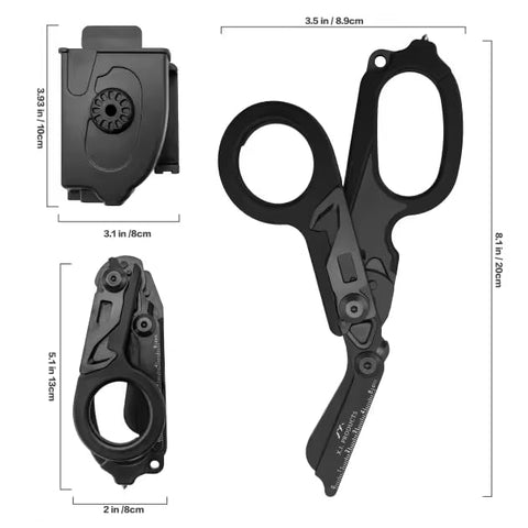 X.I. Products strap cutter feature enables quick access when needed.