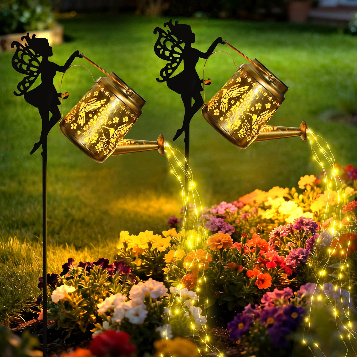 X-PREK solar lights in outdoor fairy design brighten garden at night