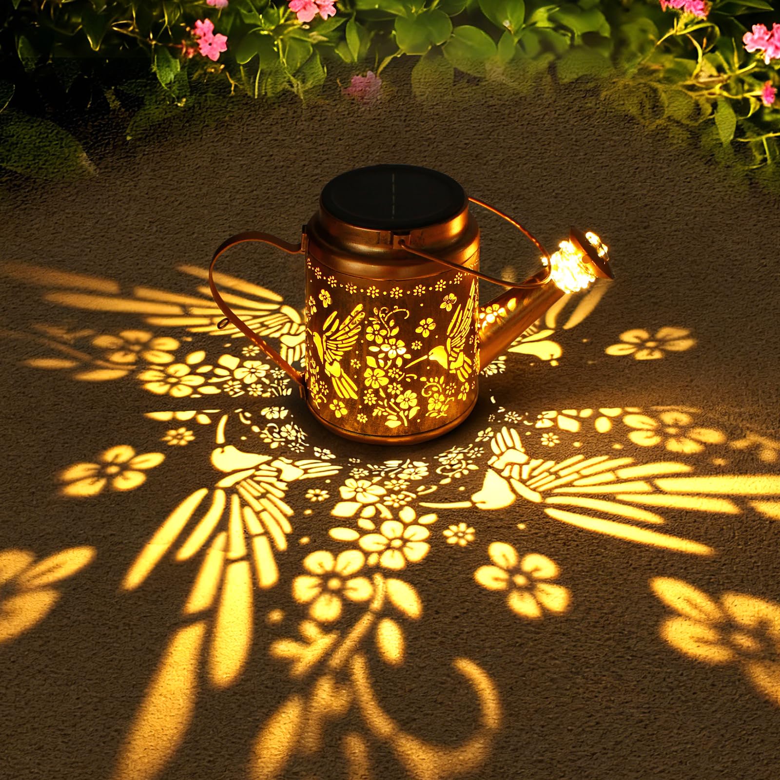 X-PREK solar watering can light casts water-flow feel among flowers