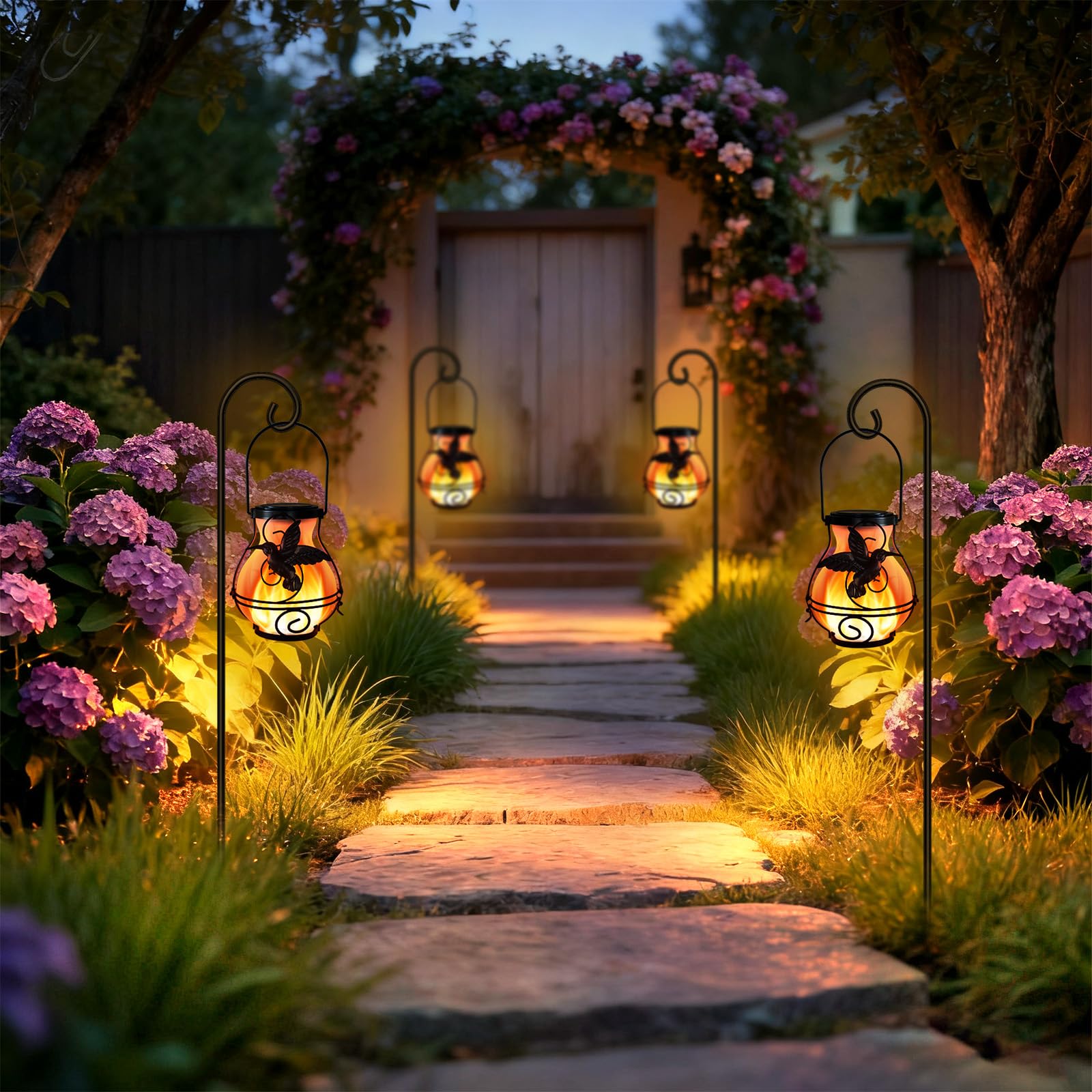 X-PREK two-pack solar lanterns offer versatile hanging or placement options.