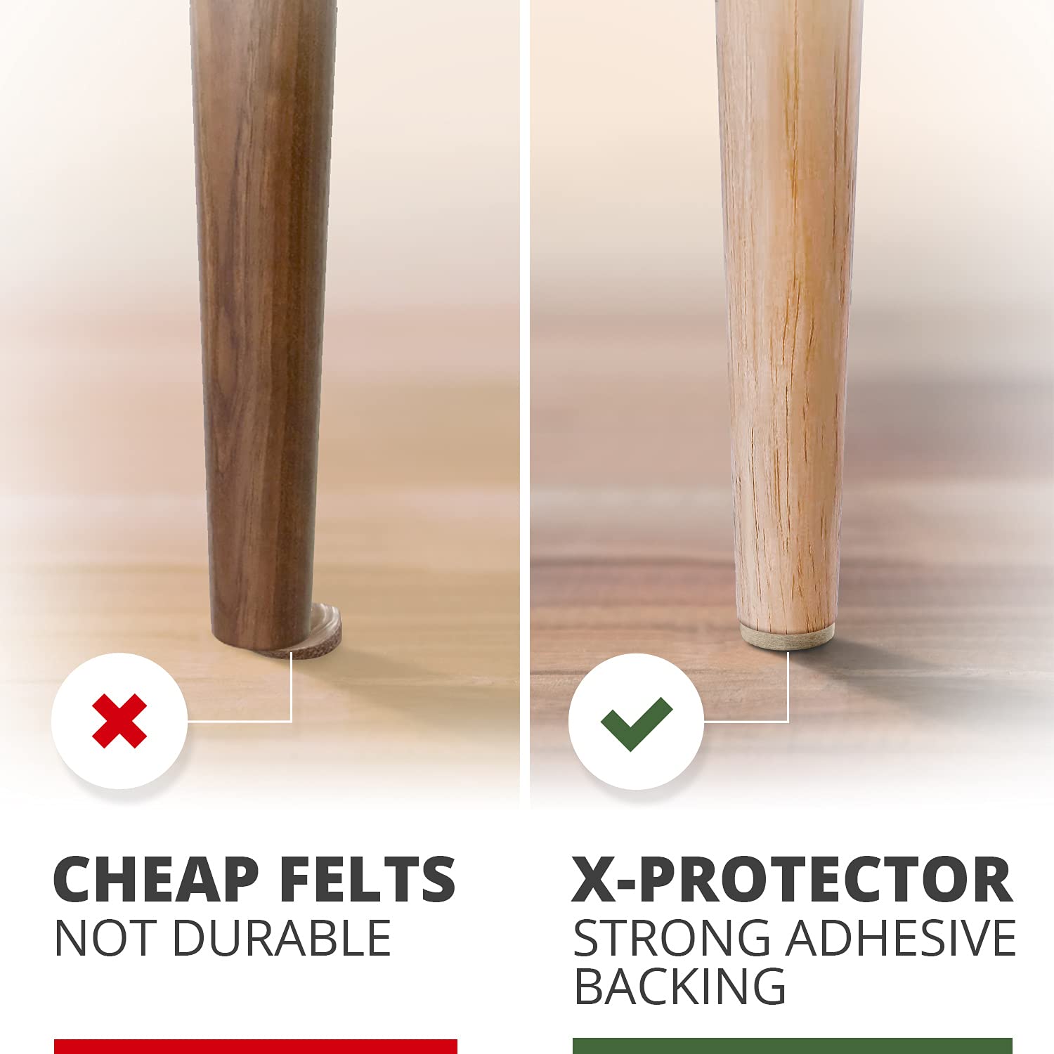 X-Protector 181-piece beige set covers many furniture feet for versatile protection.