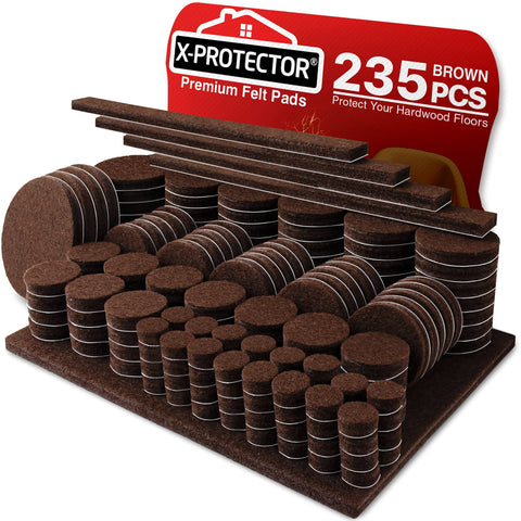 X-Protector 235-piece premium felt pads pack shields hardwood floors