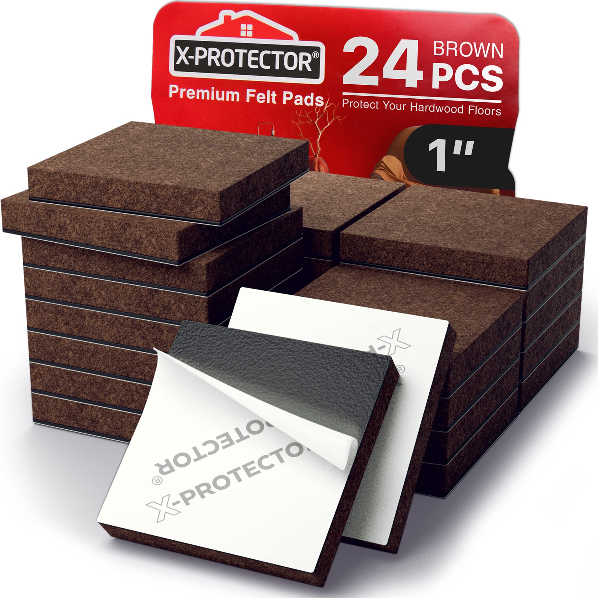 X-Protector 24 heavy-duty felt pads protect hardwood floors from scratches.