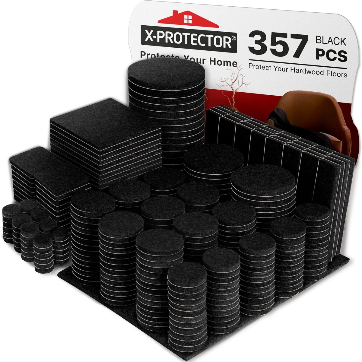 X-Protector 357 pcs felt pads pack protects floors from scratches while moving furniture