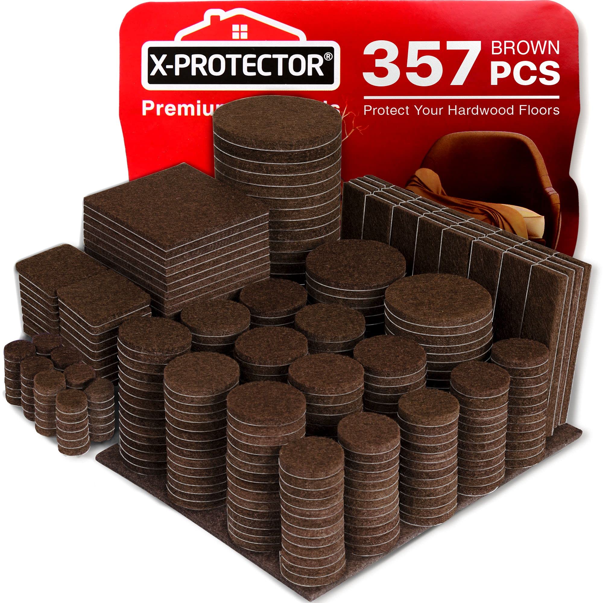 X-Protector 357-piece premium felt pad set protecting hardwood floors
