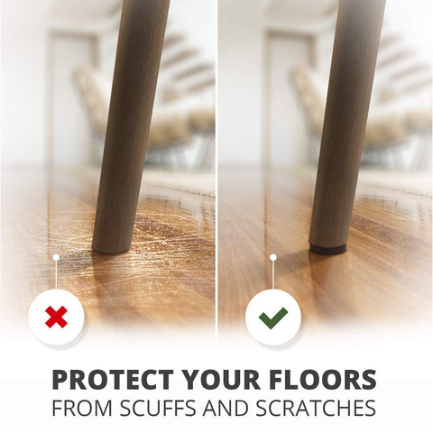 Adhesive-backed felt pad securely attached to furniture foot