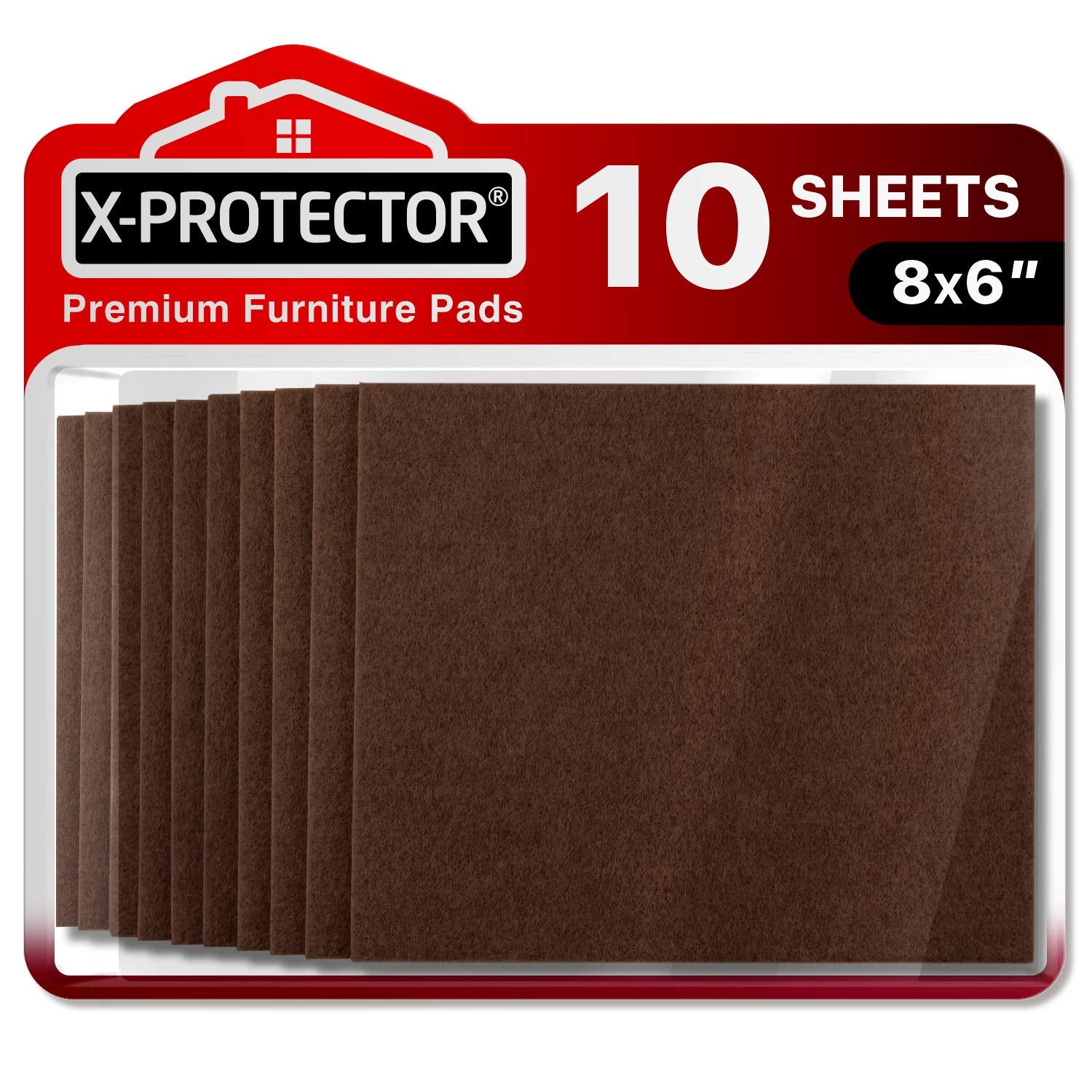 X-PROTECTOR brown felt pad on furniture foot protecting hardwood floors