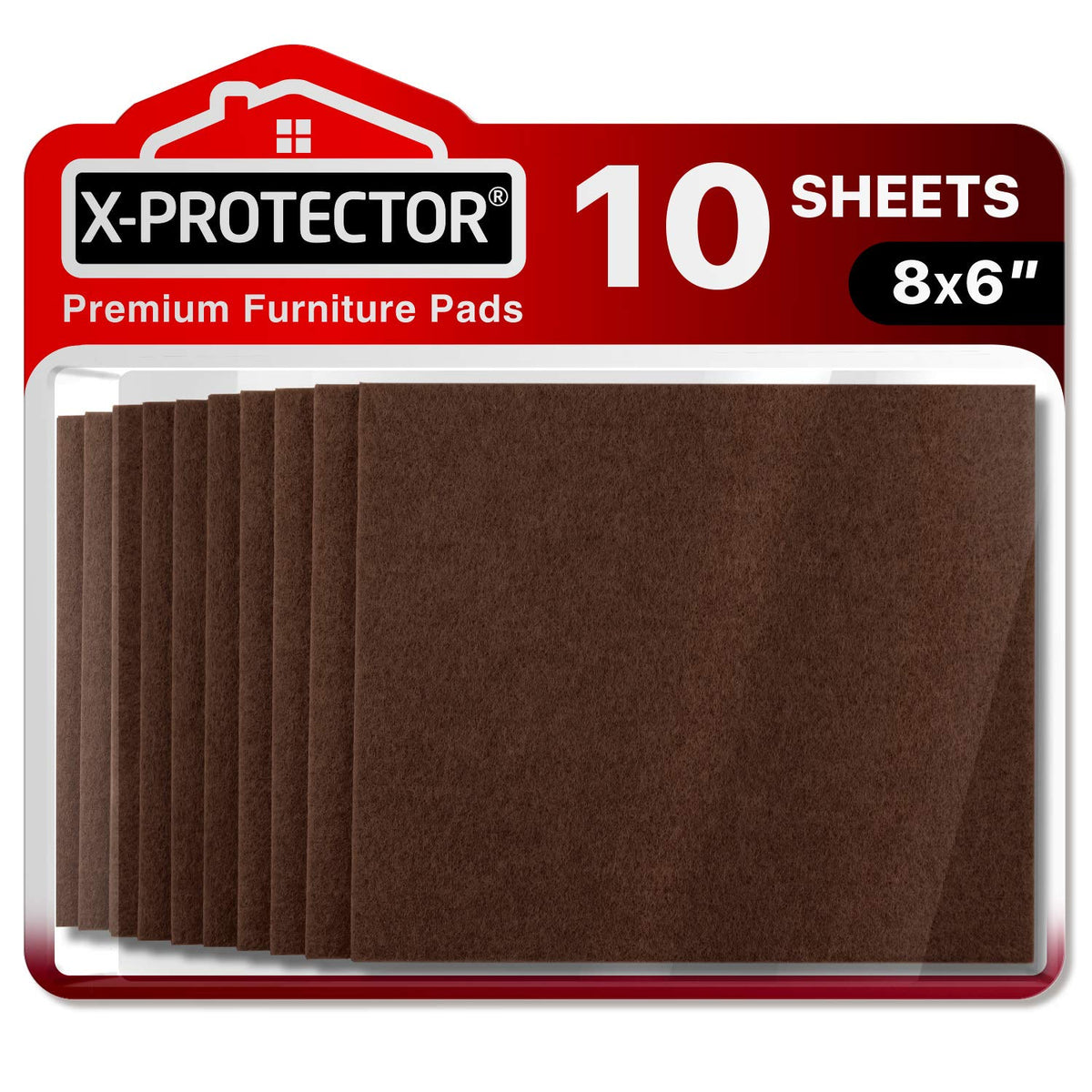 X-PROTECTOR brown felt pad on furniture foot protecting hardwood floors