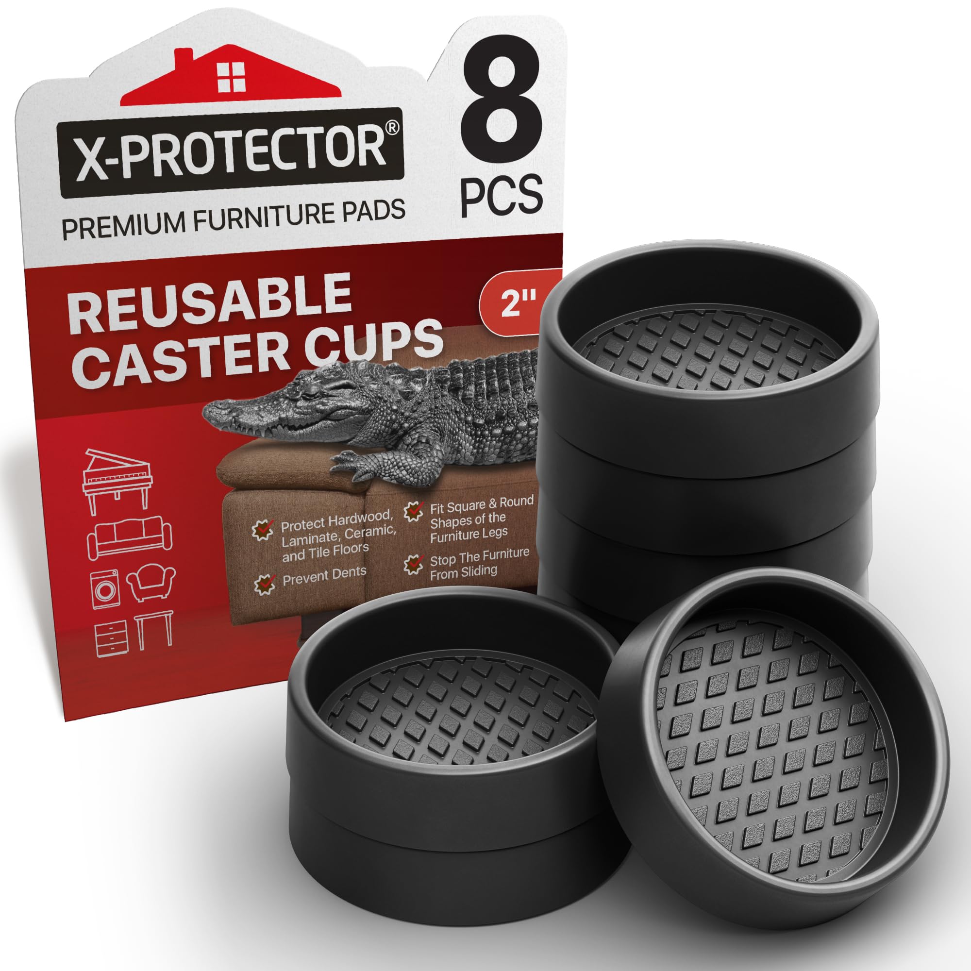 X-Protector caster cups 2-inch round pads protect floors