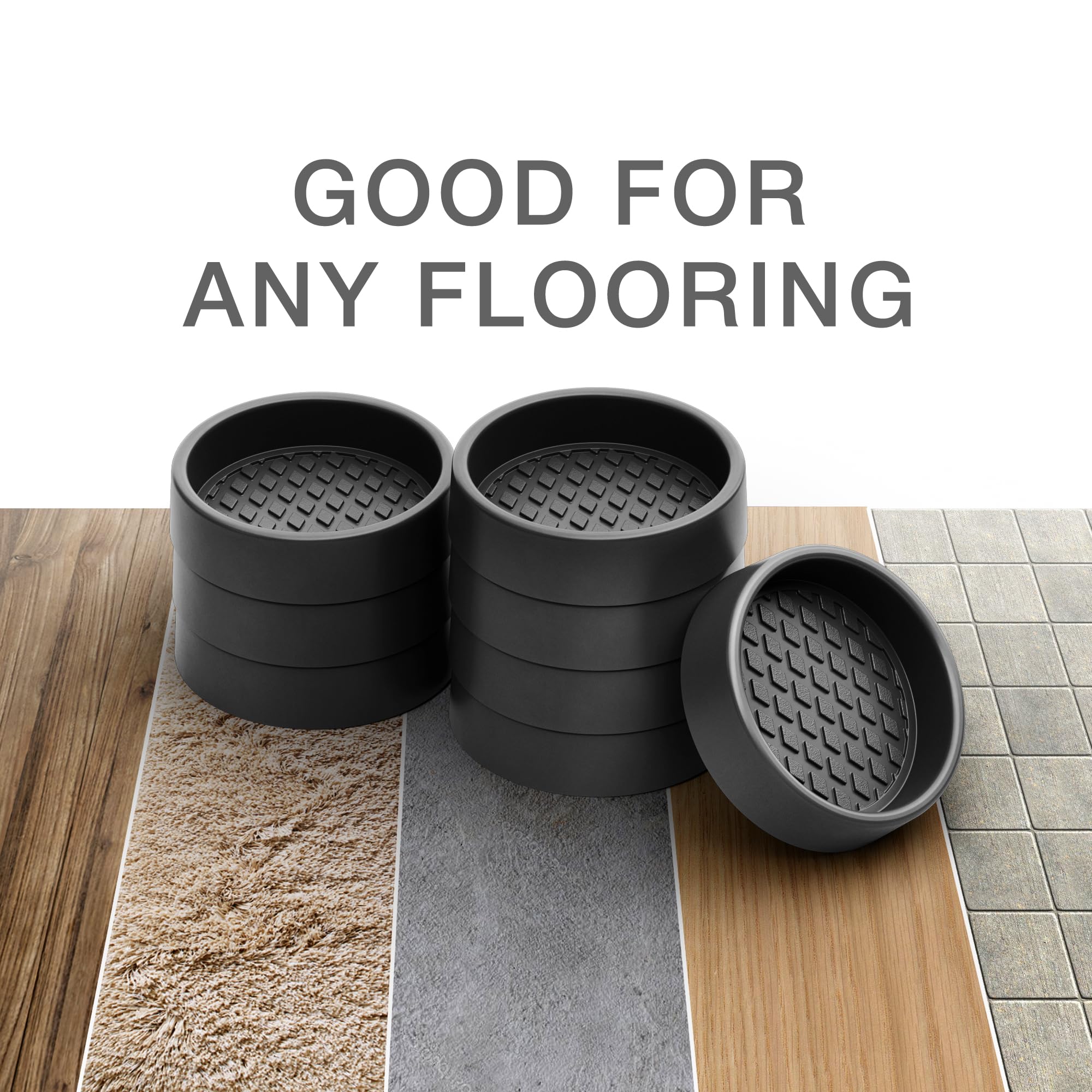 X-Protector caster cups in use under furniture on tile