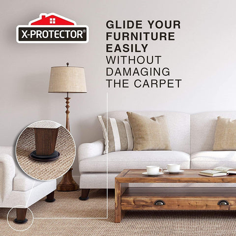 3.5 inch diameter sliders evenly distribute weight for easier shifts on carpet