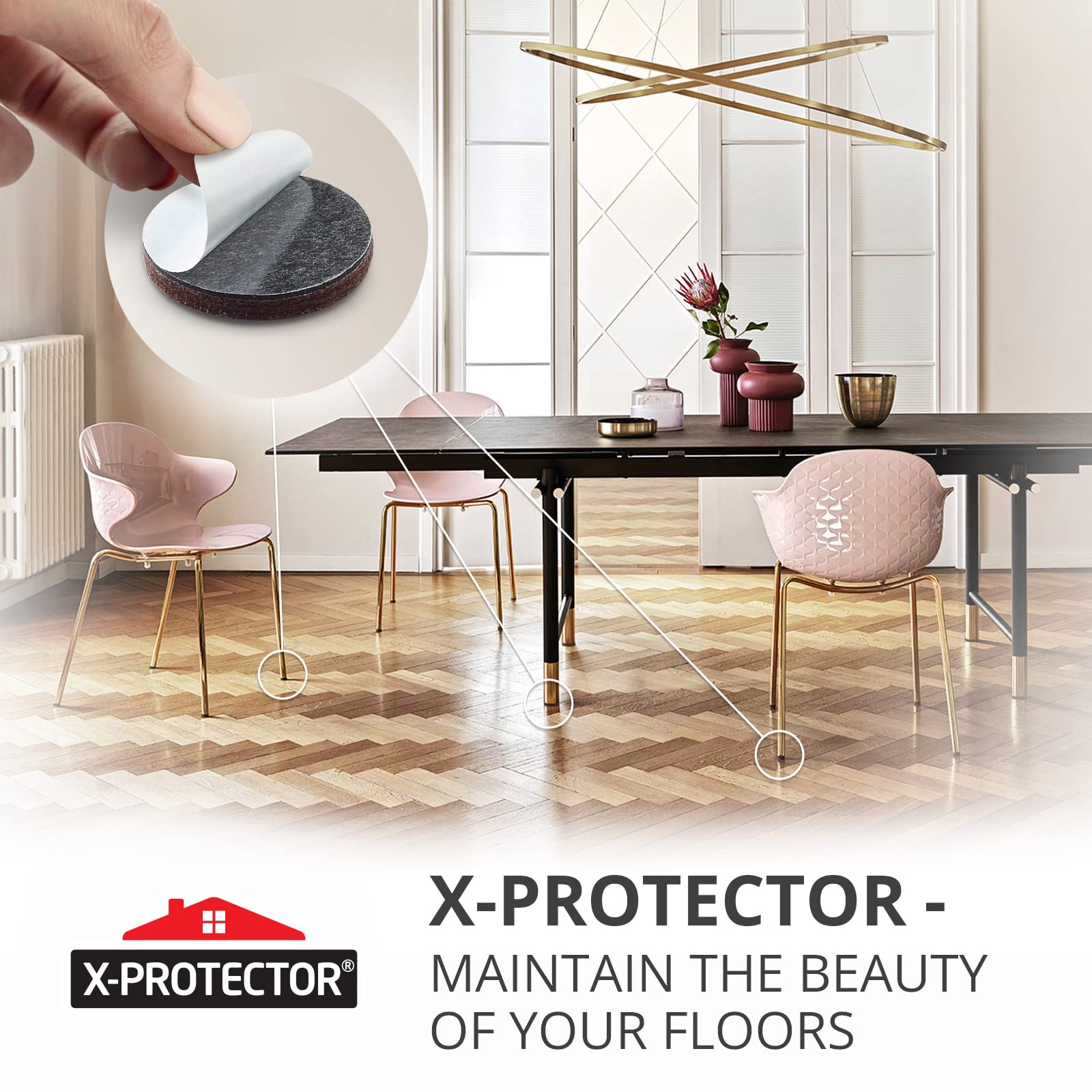X-Protector eco-friendly felt material close-up with recycled fibers protecting floors.