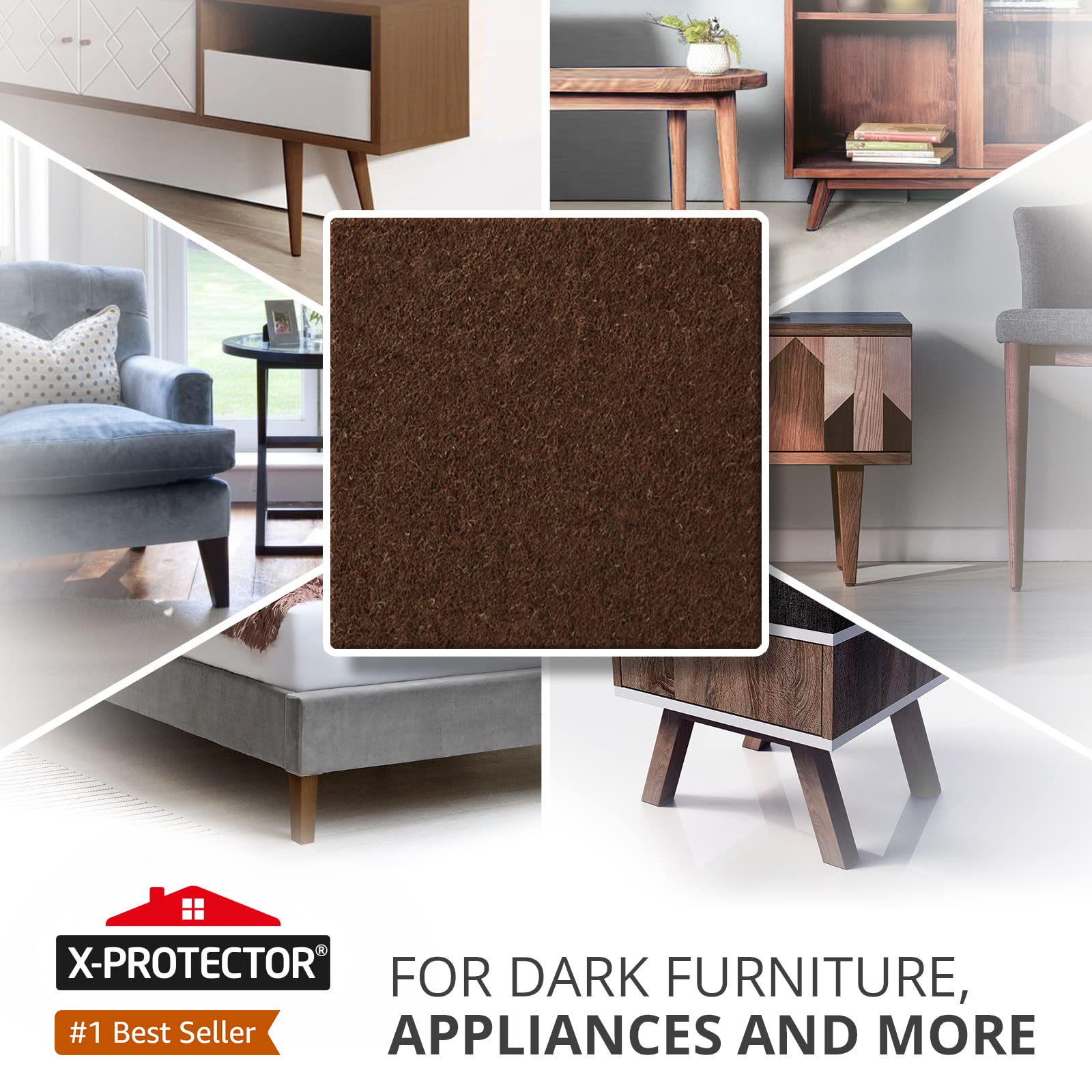 X-Protector felt material close-up shows durable padding for floor protection.