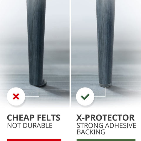 X-Protector 1-1/2 inch pads mounted on furniture feet