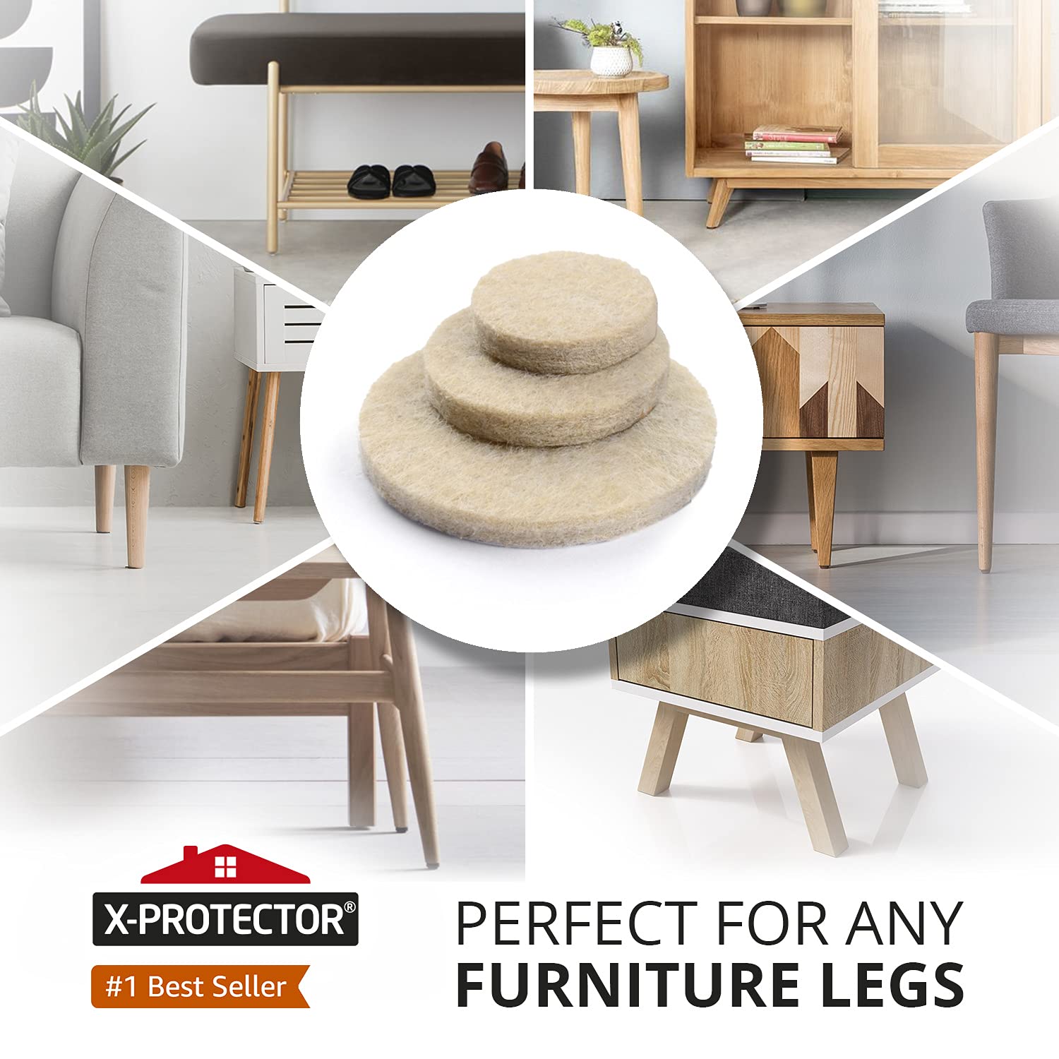 X-Protector felt pads for desk feet protect wood and laminate floors.
