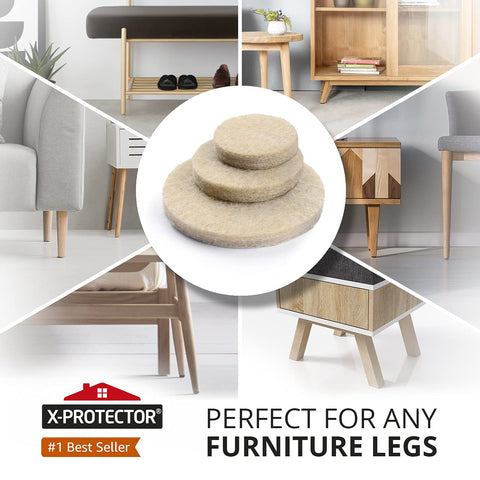 X-Protector felt pads for desk feet protect wood and laminate floors.