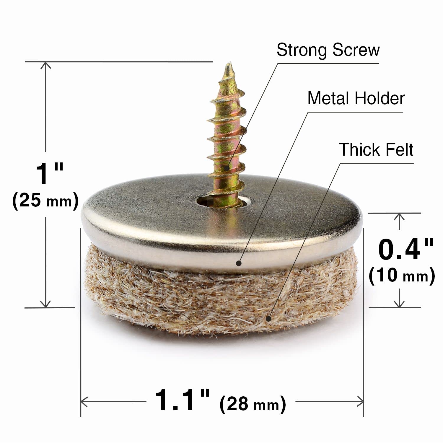 X-Protector screw-on pads on wooden chair legs with easy installation and floor protection