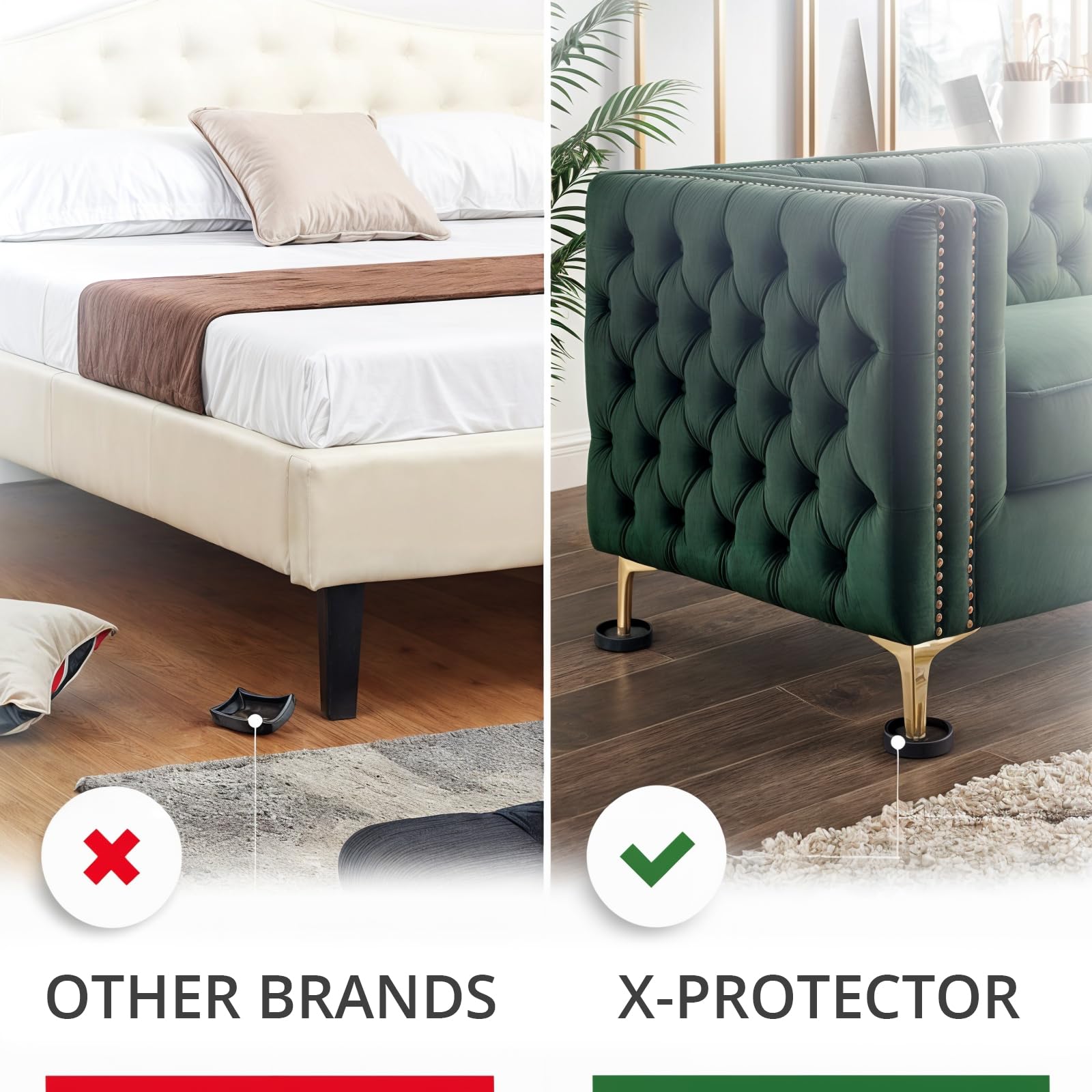 X-Protector round furniture pad protecting hardwood floors