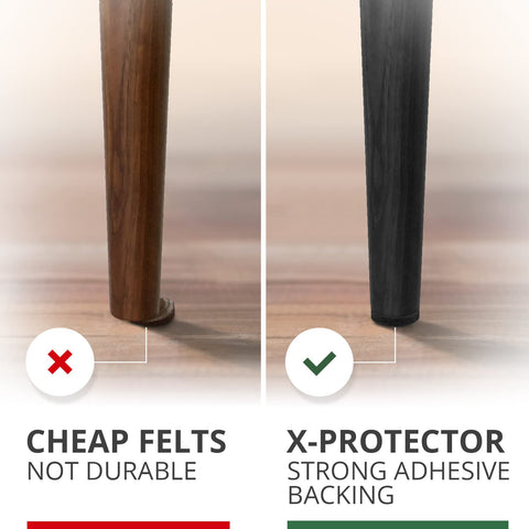 X-Protector pads placed under chairs to shield floor surfaces.