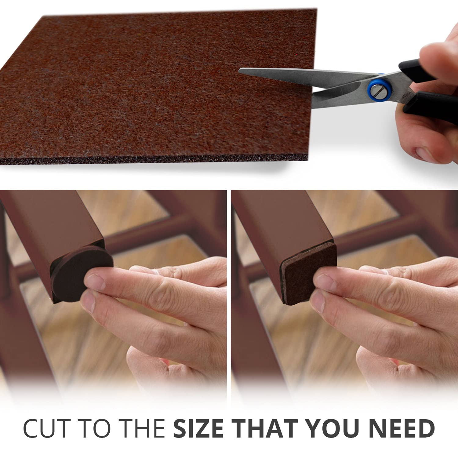 Felt furniture protectors made of durable material in brown color