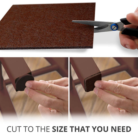 Felt furniture protectors made of durable material in brown color