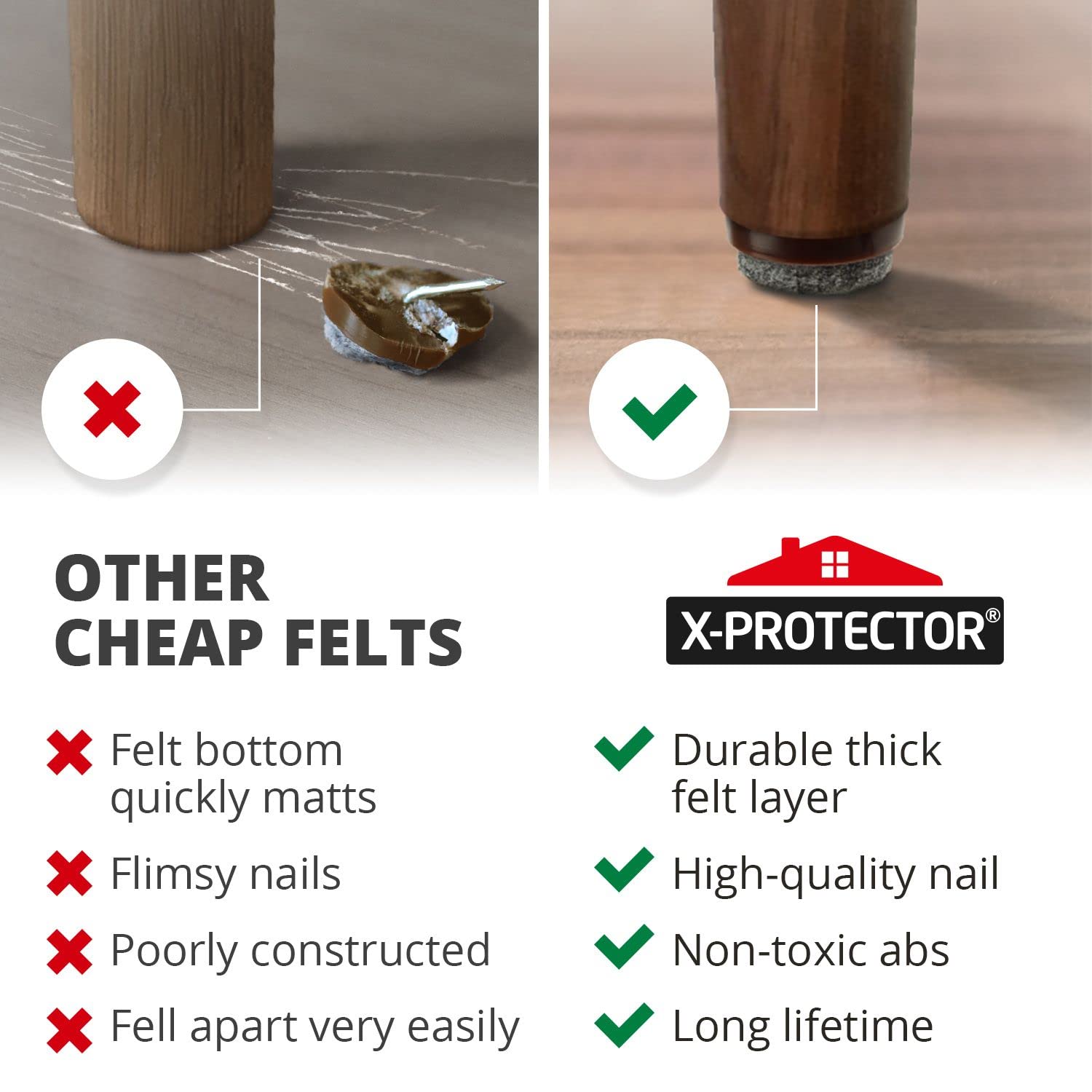 X-Protector furniture sliders enable smooth, quiet moves.