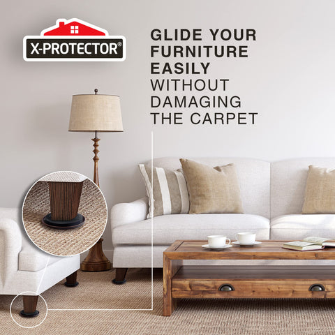 X-PROTECTOR glide pads keep surfaces safe during furniture shifts