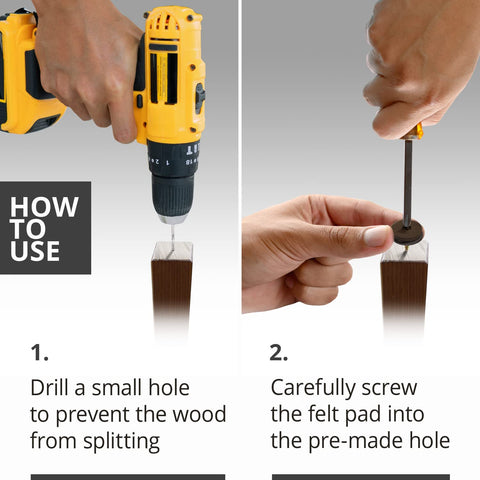 X-Protector hardwood-floor protection close-up with rounded screw and pad.