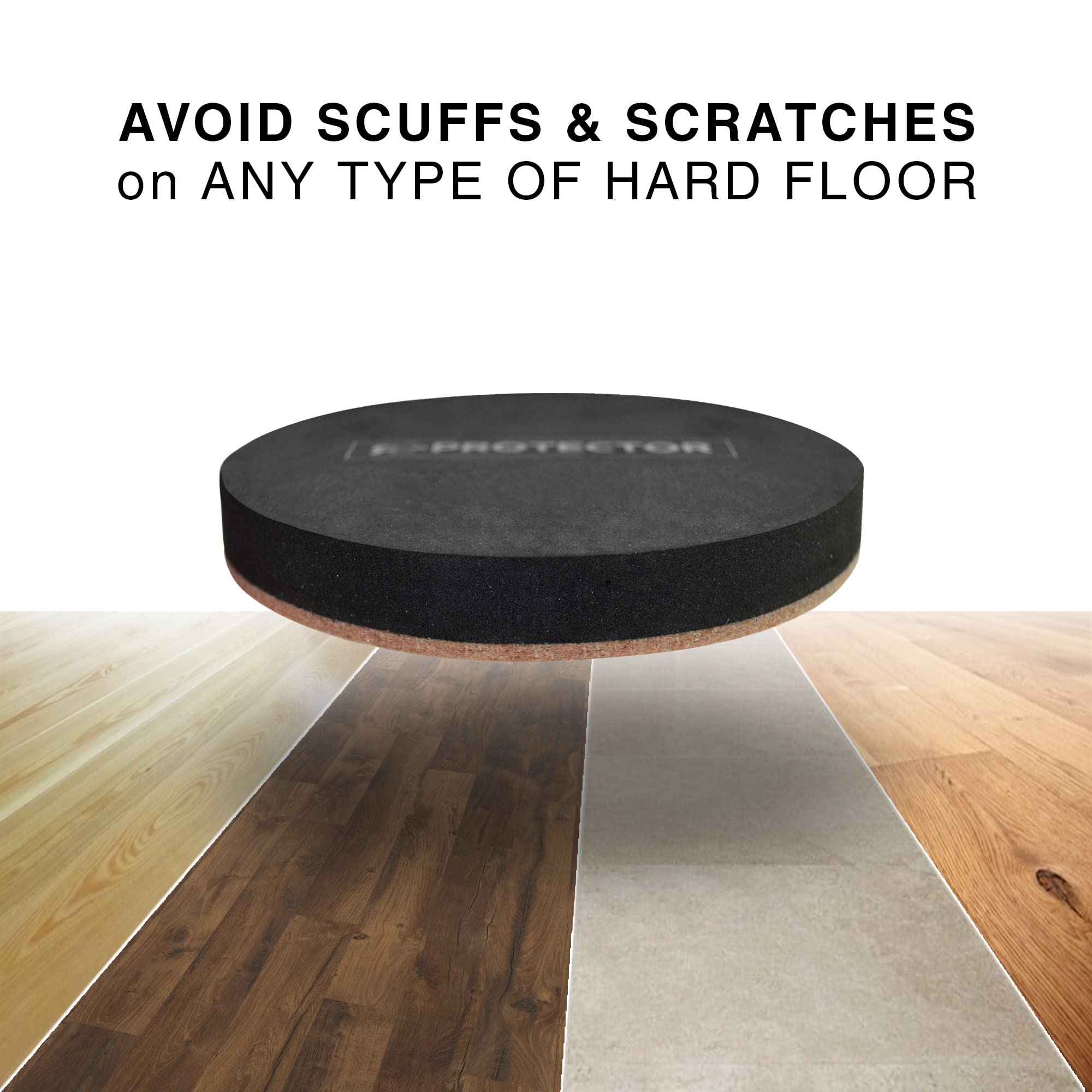 X-PROTECTOR heavy-duty felt sliders protecting hardwood floors during shifts