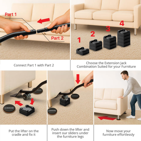 X-Protector maximum 4.3-inch height pedestals help align furniture