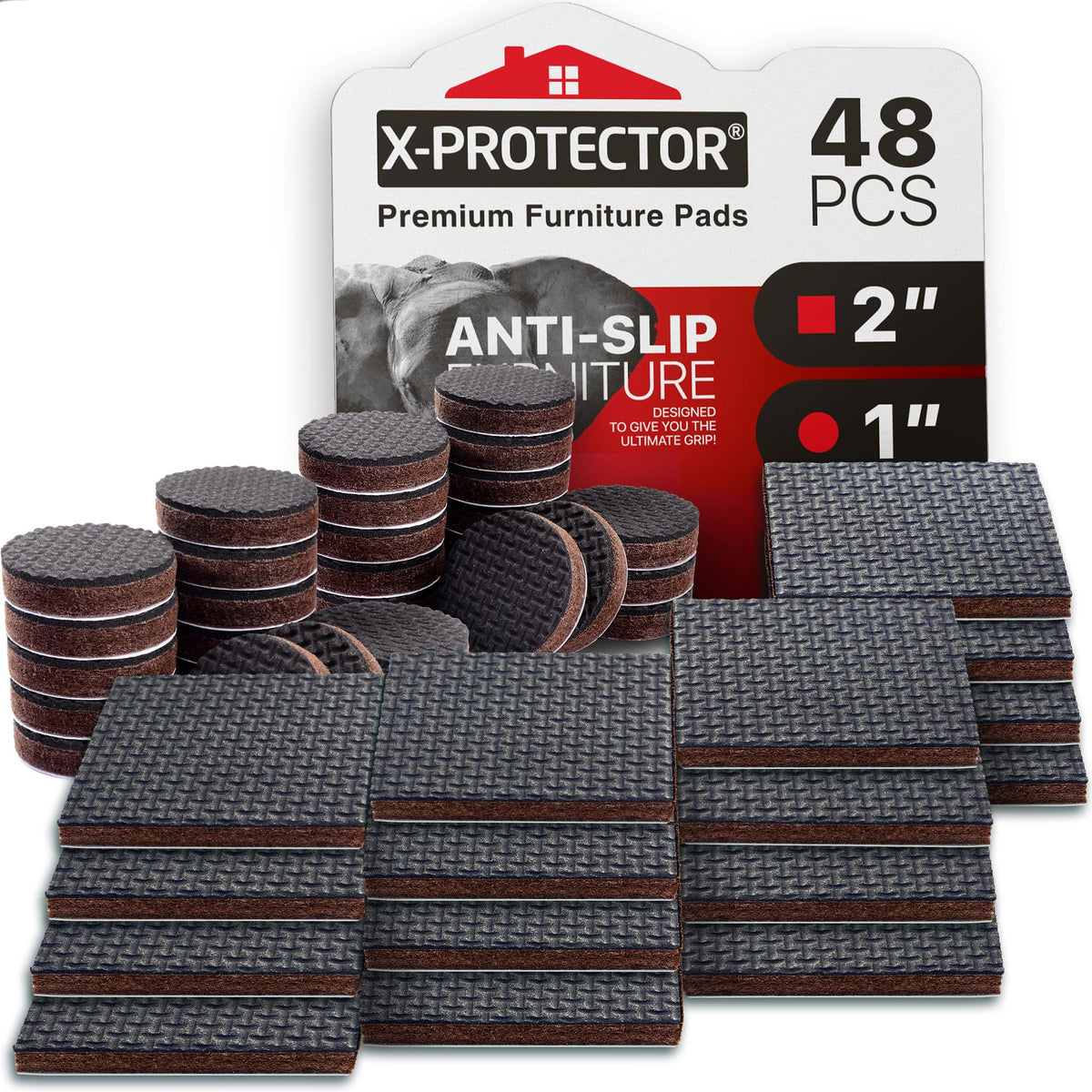 X-Protector round 1in non-slip pad securing furniture to hardwood floors