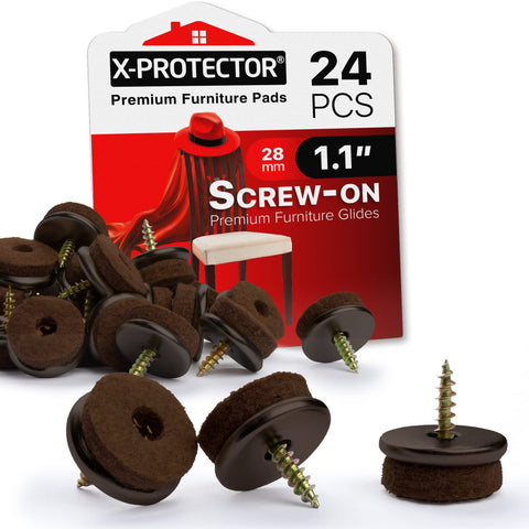 X-Protector screw-on felt pad chair glide protects hardwood floors from scratches.