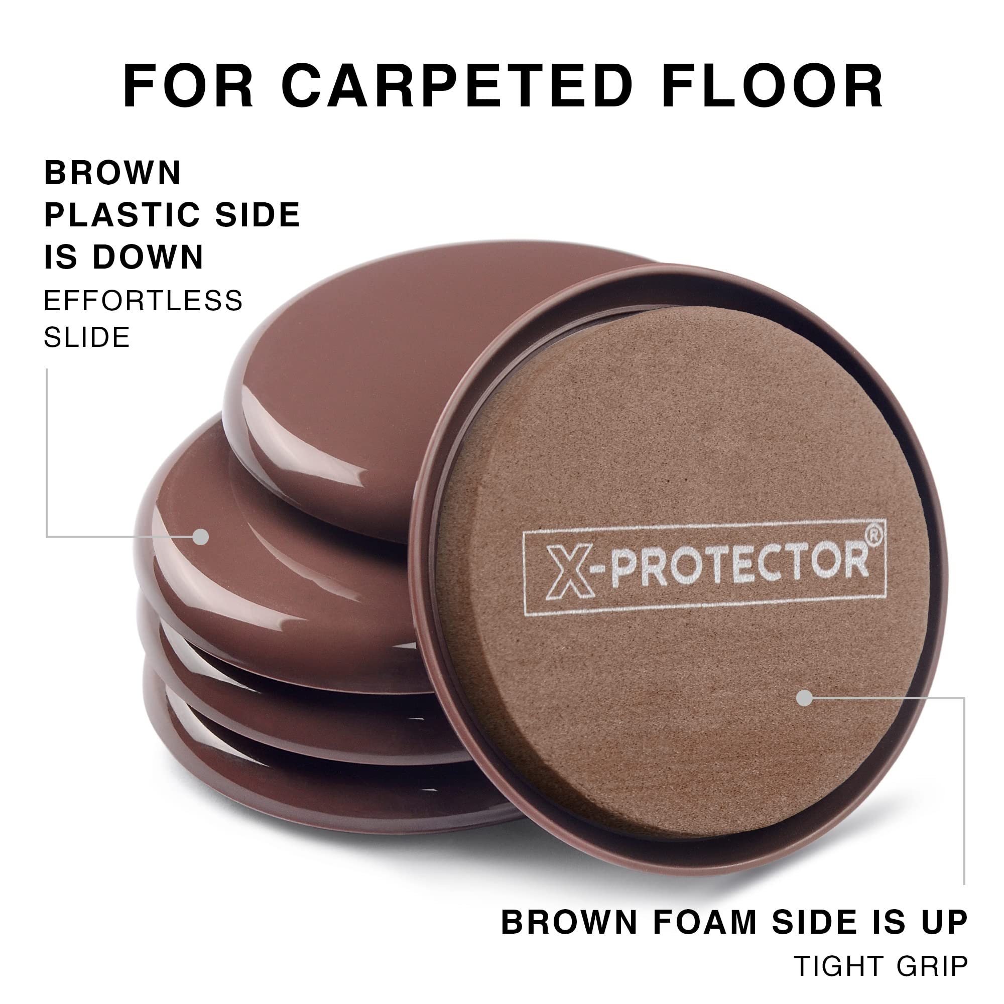 X-Protector 3.5-inch base sliders demonstrate ideal weight distribution for furniture.