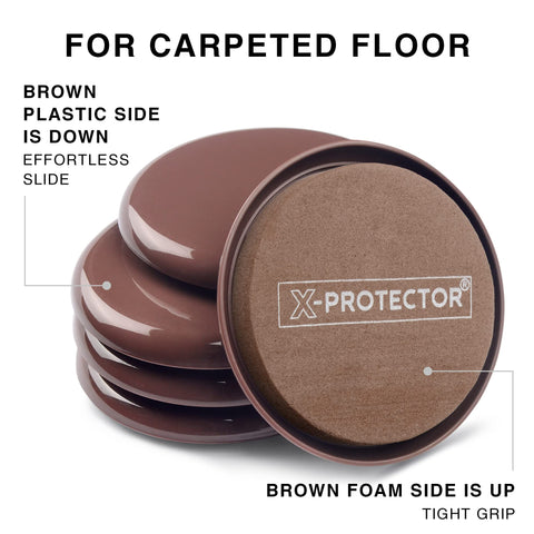 X-Protector 3.5-inch base sliders demonstrate ideal weight distribution for furniture.