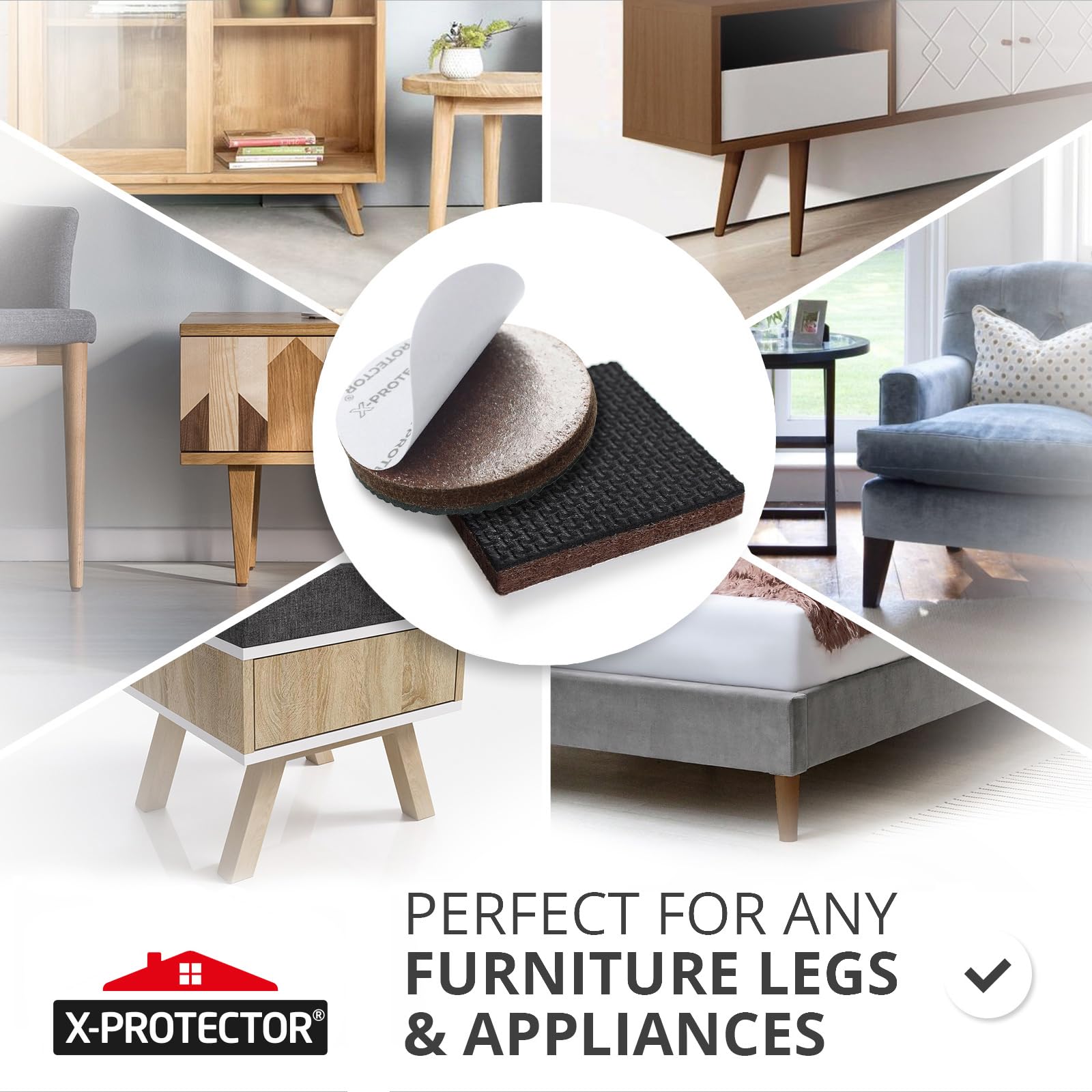 X-Protector square 2in pad protecting edges on laminate floors