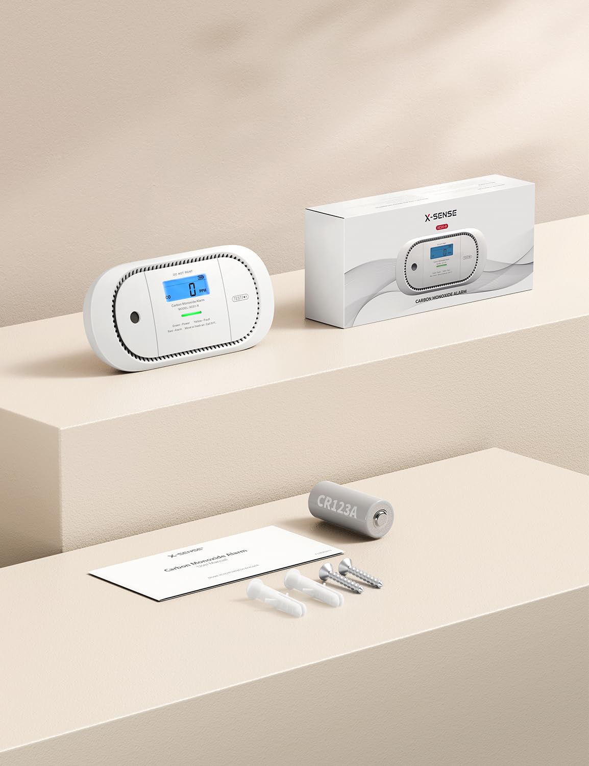 X-Sense XC01-R packaging includes detector and mounting accessories