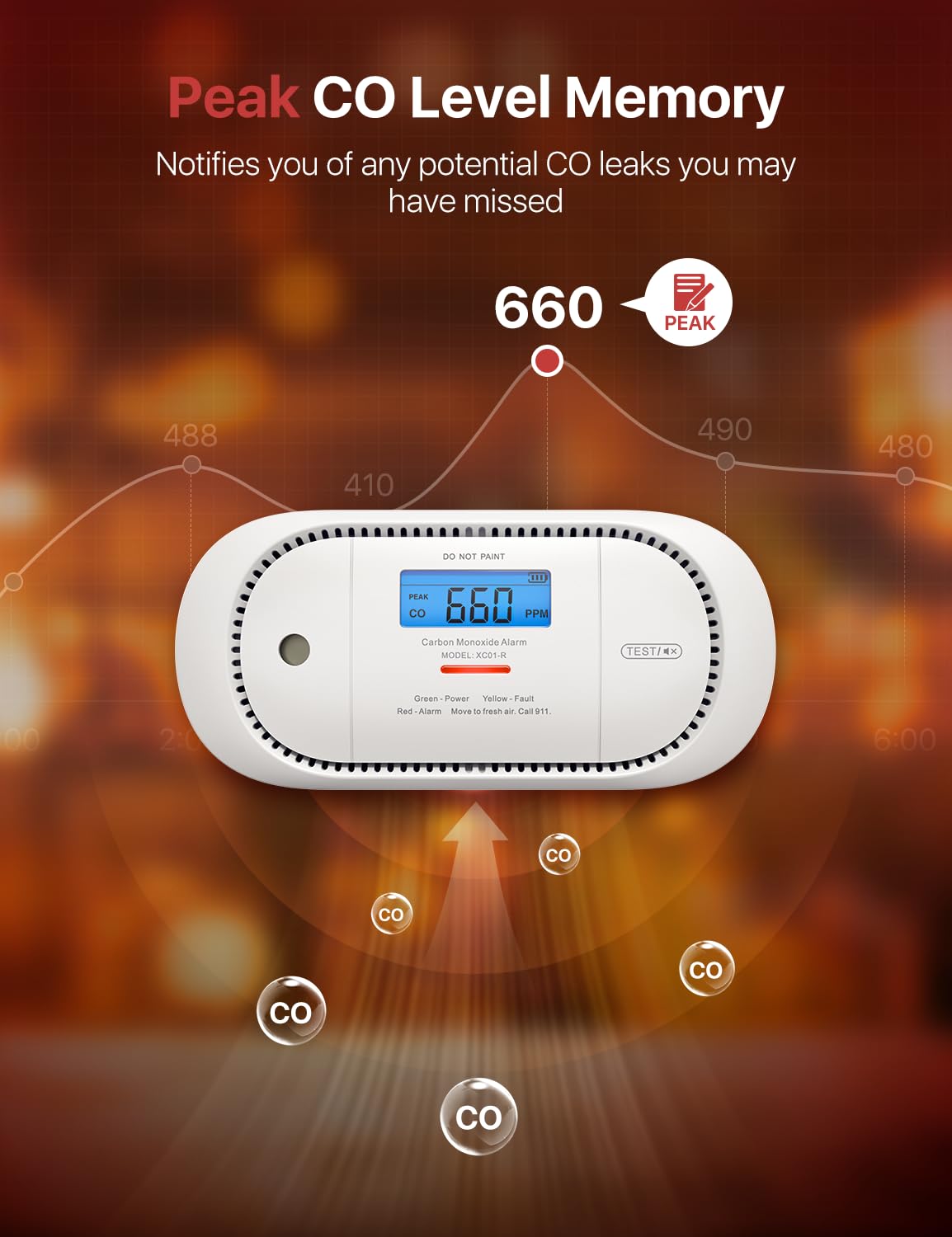 X-Sense XC01-R real-time CO readouts help monitor home air quality