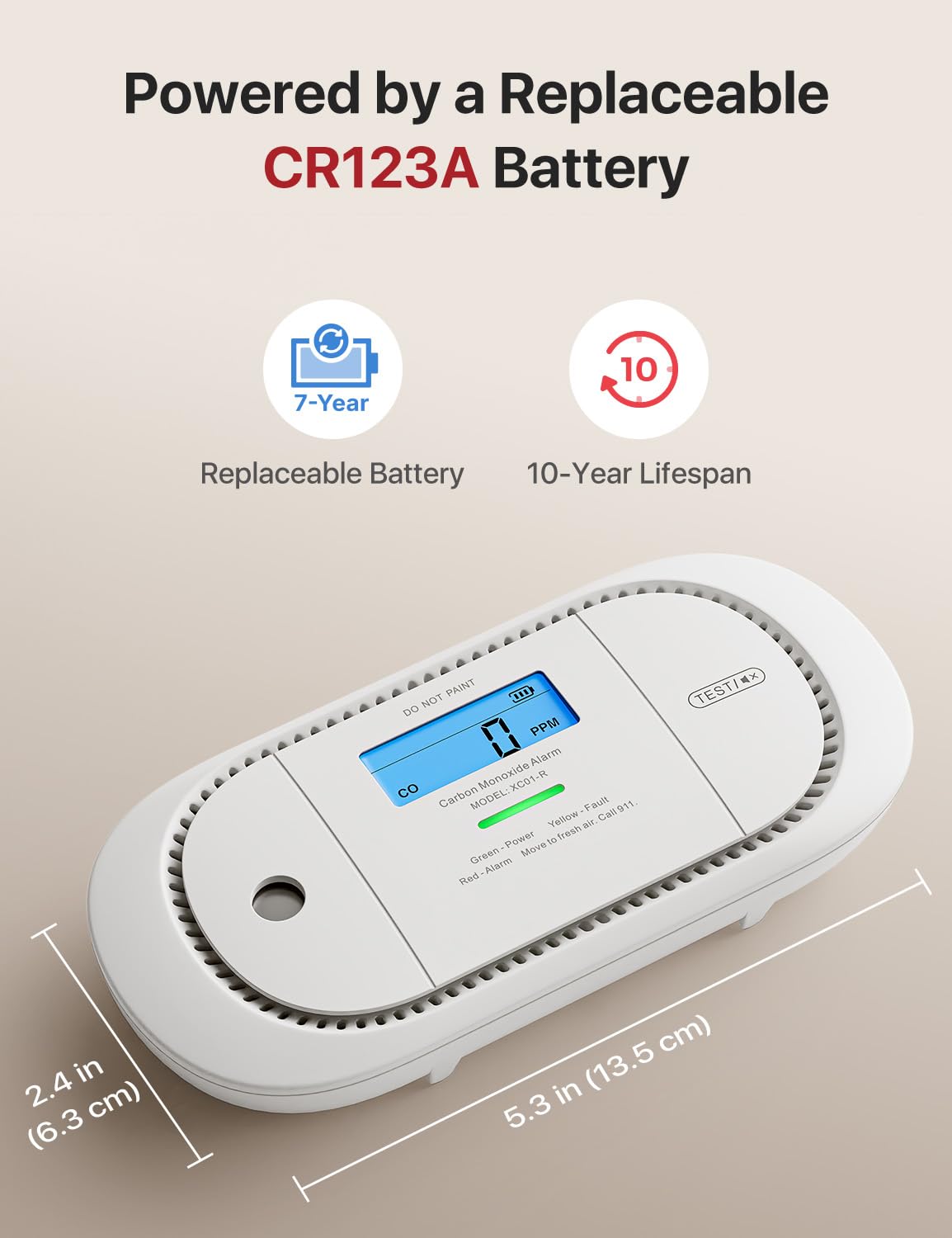X-Sense XC01-R replaceable battery enables long-term maintenance without frequent replacements